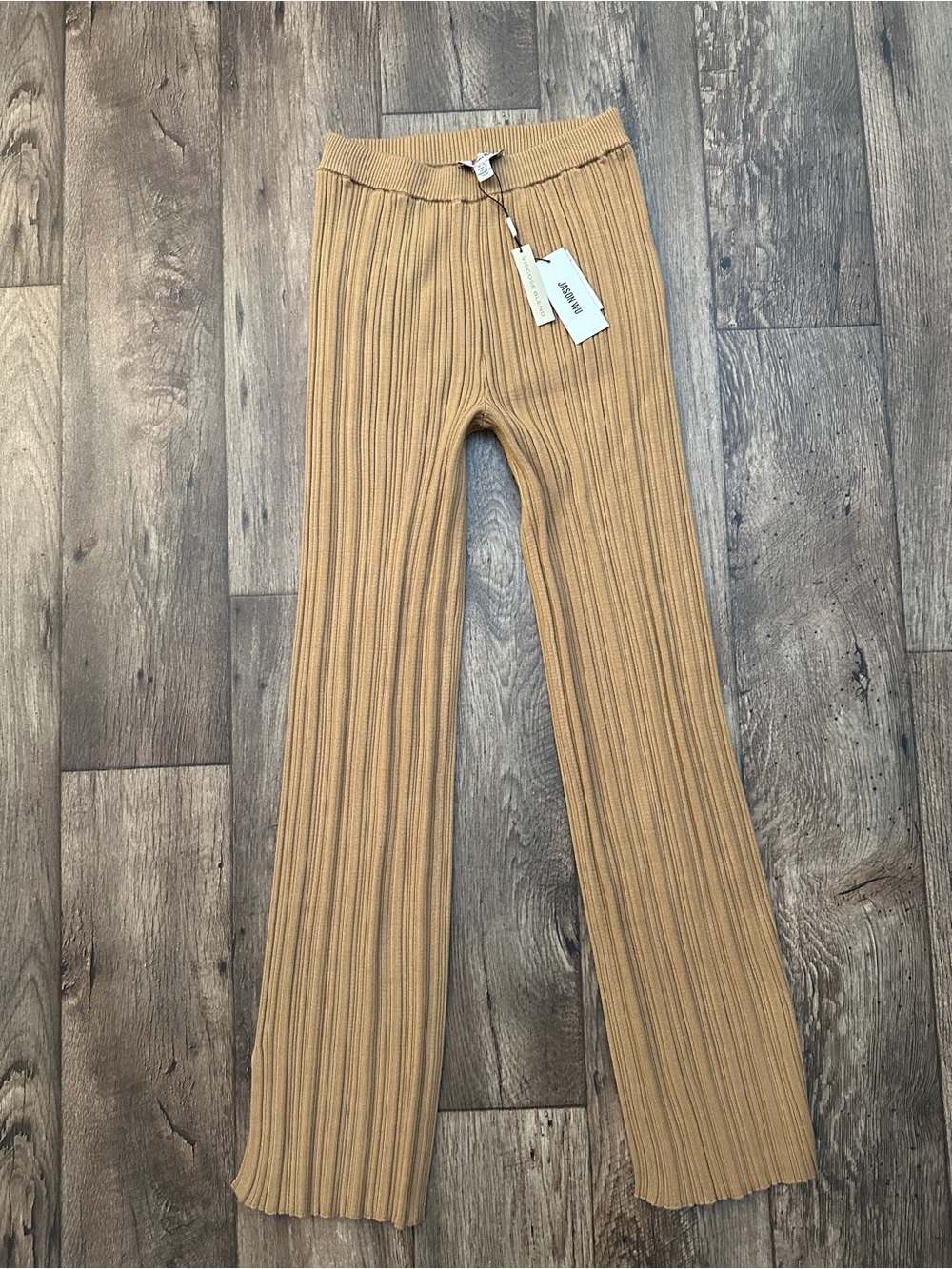 Jason Wu High Stretch Ribbed Straight Pants Women’s Size M Brown Tan
